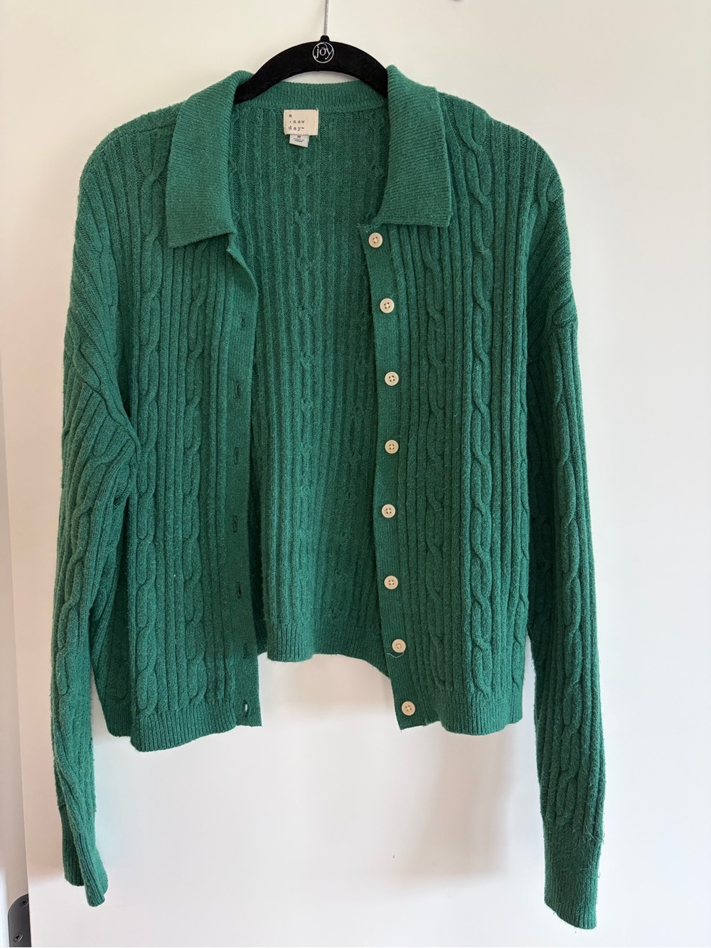 a new day Green Cable-Knit Button Cardigan